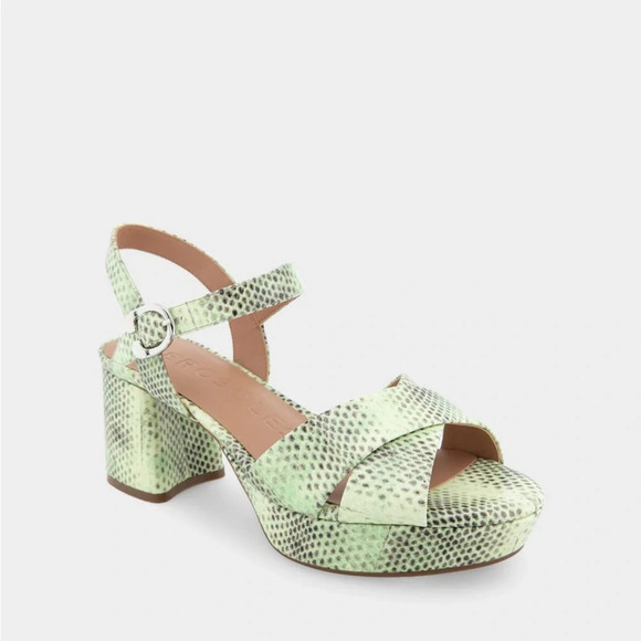 Aerosoles Comfortable Crisscross Platform Sandal in Gleam Snake Embossed Leather - Picture 2 of 8